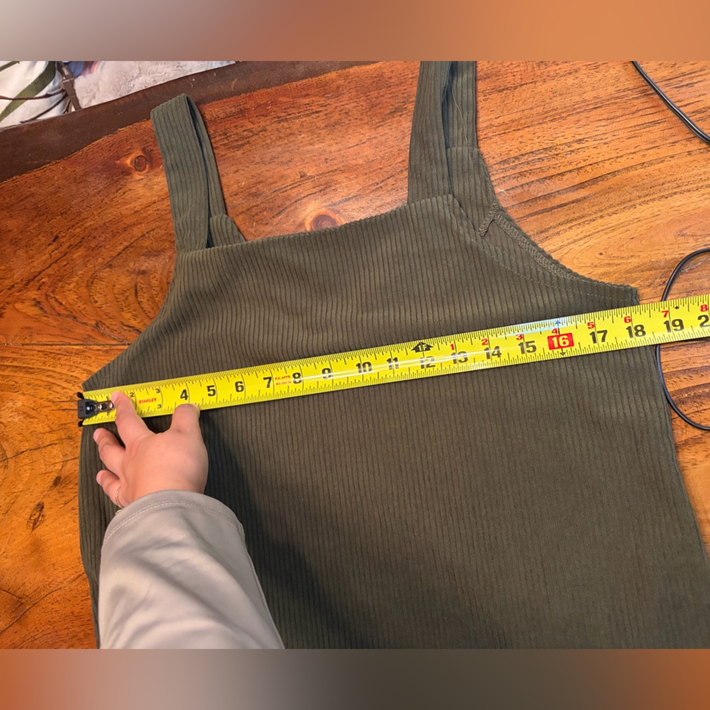 SHEIN Olive‎ Green velvet ribbed DRESS XS - Picture 6 of 7